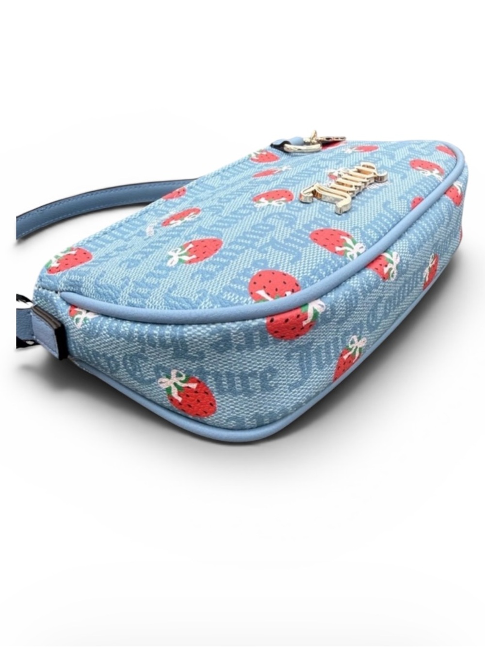 Juicy Couture Blue Denim Mini Shoulder Bag with Red Cherry Motif - Picture 4 of 6